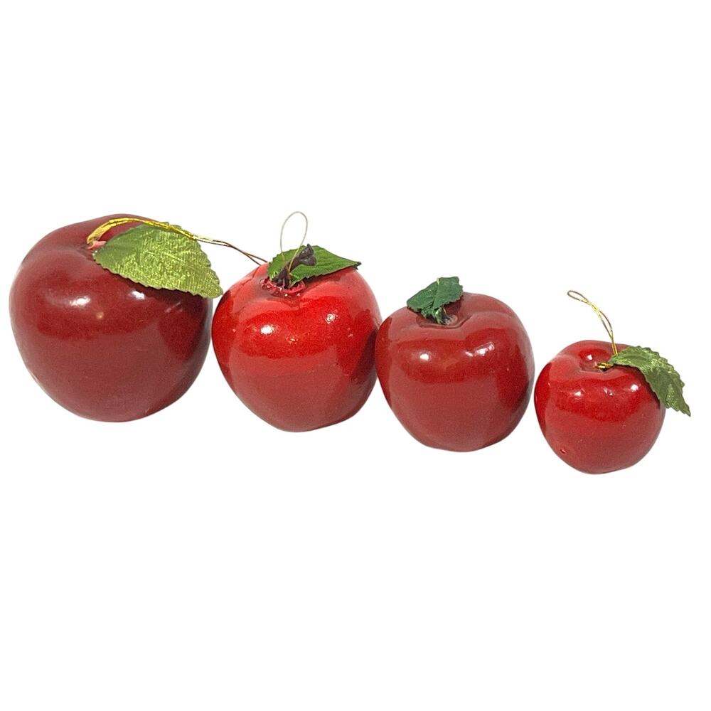 Red Apple Christmas Ornament Lot Plastic Fruit Multi Size 21 Pcs Teachers Tree - Picture 2 of 14